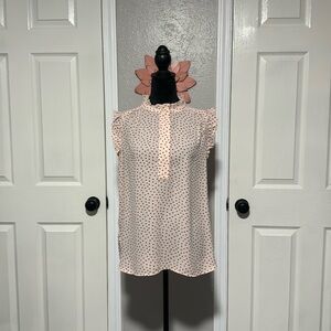 Loft Ann Taylor pink with black heart print blouse, EXCELLENT CONDITION